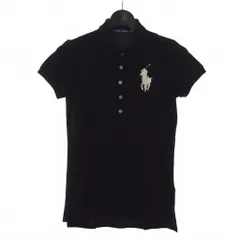 ラルフローレン RALPH LAUREN ビックポニー ビーズ刺繍 ポロシャツ 半袖 S 黒 ブラック