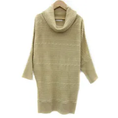 プロフィール PROFILE ニットチュニック 長袖 オフタートルネック 38 M ライトブラウン 薄茶 /YM37