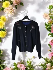ブルーミング 刺繍 ビーズ ニット カーディガン F / ユニーク POINT / 状態