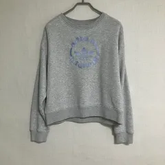 アディダス オリジナル ブルー 刺繍 ロゴ グレー スウェット