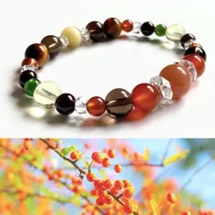 【秋彩の祝福◆成果や成長の実感を〜】秋色モチーフ　紅葉　もみじ　頑張り　実り　達成　好成績　天然石ブレスレット