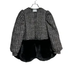 C420 CELFORD セルフォード エコファーコンビ ブルゾン ミックスカラー ツイード ダウン レディース 36