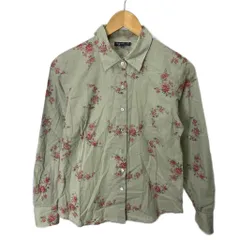 アニエスベー agnes b. シャツ ブラウス 花柄 長袖 38 グリーン ピンク ■GY14