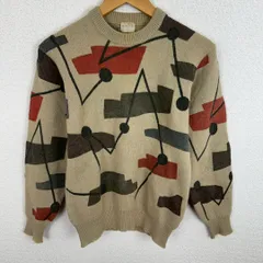 MEN'S BIGI メンズビギ ニット セーター 総柄 ベージュ メンズ 古着 アメカジ レトロ