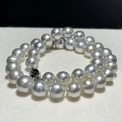 照り強 白蝶真珠 南洋パール ナチュラル 無調色 ネックレス 10.8～14.0㎜ 46㎝ 84.8g 本真珠 SILVER刻印 pearl jewelry necklace SS089