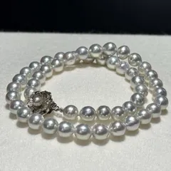 照り◎ アコヤパール ナチュラルブルーグレー ネックレス 7.97～8.49㎜ 43㎝ 41g SILVER刻印 本真珠 リアルパール jewelry necklace SS087