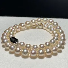 【大珠】アコヤパール ネックレス ホワイトピンク系 9.00～9.94㎜ 48㎝ 60.1g SILVER刻印 本真珠 リアルパール jewelry necklace SS085