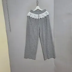 ss週末特価ss レースPOINT ニット風 ズボン n0366