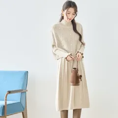 ★最終セール価格￥4,200★残り1点【TRUBE】パール付きショートベスト×リブワンピースのセットアップ ベージュ M〜L (N65-022A) レディース  ニット ワンピース パール 大人可愛い きれいめ 秋 春 20代 30代 40代 50代 60代