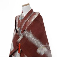 小紋　絞り　リーフ模様　籠目地紋　着物　081tz 小紋 絞り リーフ模様 籠目地紋 着物 081tz - メルカリ
