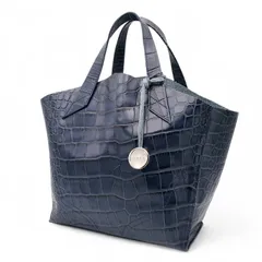 FURLA フルラ ハンドバッグ クロコ型押し レザー 本革 イタリア製 ネイビー 紺 上品 高級感 きれいめ お出掛け 普段使い 通勤通学