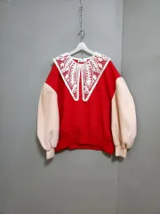 ss週末特価ss オーバーサイズ レース襟 起毛 スウェット FF n1345