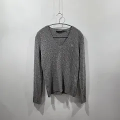 ポロラルフローレン スポーツ ウィメンズ ラムウール ケーブル Vネック ニット M