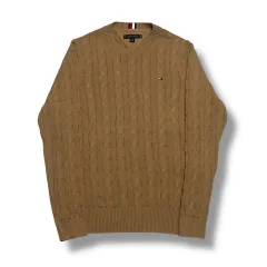 Tommy Hilfiger ベージュ ケーブル クルーネック セーター