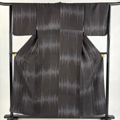 【美品】 小紋 身丈156.5cm 裄丈64cm M 単衣 幾何学 灰紫 正絹 秀品 【中古】