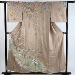 訪問着 身丈155cm 裄丈63.5cm S 袷 辻が花柄 ヱ霞 金彩 ぼかし 薄小豆 正絹 秀品 【中古】