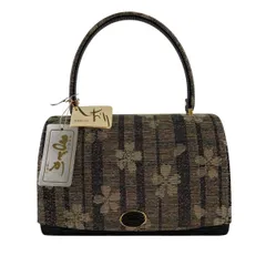 【美品】 和装バッグ 優品 フォーマル 桜 花びら 金銀糸 墨色 正絹 和装小物  【中古】
