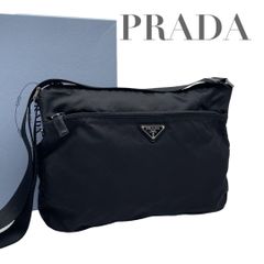 極美品✨プラダ ショルダーバッグ ナイロン レザー 三角ロゴ ブラック