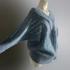 ドイツ製 90s ヴィンテージ ニット モヘア セーター ヨーロッパ 高級 青 Europe スパンコール Europe