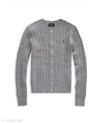 ポロ キッズ ラルフローレン ミニケーブル コットン カーディガン グレー