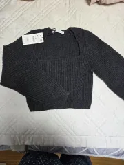 ZARA ザラ クロップド スクエアネック ニット s