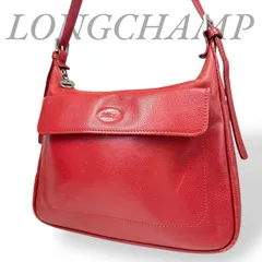 【B4262】 LONGCHAMP ロンシャン ショルダーバッグ オールレザー レッド 本革 肩掛け 無地 シンプル レディース