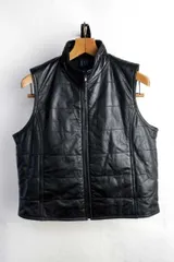 GAP ギャップ レザー ダウンベスト【M】本革 革ジャン 皮ジャン ライダース レザージャケット【古着】【中古】【レディース】女性【メンズ】【ヴィンテージ】 【ビンテージ】アメカジ バイク バイカー オールド 90's 90s 黒