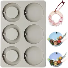 サムコス シリコンモールド リース 丸 丸型 通し穴 穴あき タイプ 樹脂 粘土 DIY ハンドメイド素材 オルゴナイト ハンドメイド ドーナツ 樹脂工芸品 作成 抜き型 (H) 1