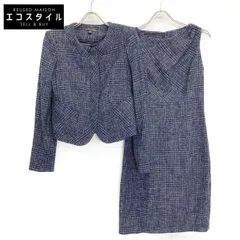 Brooks Brothers ブルックスブラザーズ ブルー ツイードチェックノースリーブワンピース ジャケットセット 2