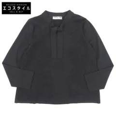 CHRISTIAN AUJARD クリスチャンオジャール 新品同様 アンサンブル対応 メッシュ柄ボウタイニット トップス レディース 黒 ブラック 15 15