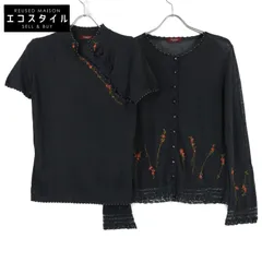 INGEBORG インゲボルグ フラワー刺繍 ラメ入り ニット アンサンブル/ L