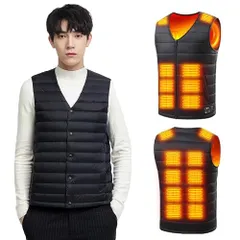 [roasicee] 電熱ベスト ヒーターベスト 【40000mAhバッテリー付き&Vネック/丸首切り替え可能】 日本製ヒーター ヒートベスト USB/DC給電可 3段階調温 速暖 洗濯可 インナー メンズ レディースe fdaf4e19