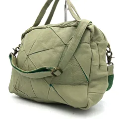 io comme io イオコムイオ 2way ショルダーバッグ レザー パッチワーク 緑