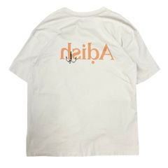 Adish ロゴプリント Tシャツ クリーム色 黄ばみ汚れ有り XLサイズ 