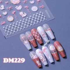 人気 3D ネイルシール 猫 パール付 リボン 蝶結び ねこ 白猫 キャラクター 可愛い ネイルアート デコ用品 貼る 手作り素材 DM229