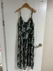 (日本ヴィンテージ)花柄 オールインワン キャミソール ズボン レーヨン100 L