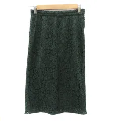 エージーバイアクアガール AG by aquagirl タイトスカート ミモレ丈 スリット 総レース S ダークグリーン /YK8 ■MO