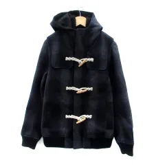 ユナイテッドアローズ UNITED ARROWS ダッフルコート ショート丈 チェック柄 L マルチカラー 黒 ブラック /HO12のサムネイル