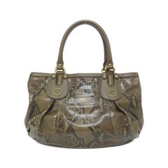 美品 GUCCI GGランニング トートバッグ パイソン ヌバック ブラウン