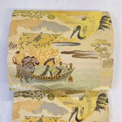 袋帯　アンティーク　宝船　鶴　菊　松竹梅　着物　043t