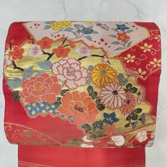 アンティーク　名古屋帯　牡丹　梅花　花模様　着物　043t