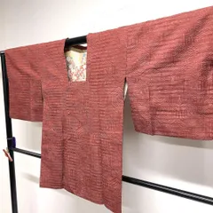 道行コート　膨れ織り　亀甲模様　楓　牡丹　巻物　着物　092tz