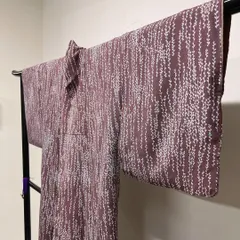 小紋　植物模様　枝垂れ　くすみカラー　着物　042t