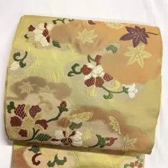 セミアンティーク　丸帯　唐花　織り出し　金糸　着物　023t
