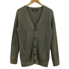 ナノユニバース nano universe The First Floor カーディガン ニット Vネック ワッフル リブ 長袖 M 緑 グリーン