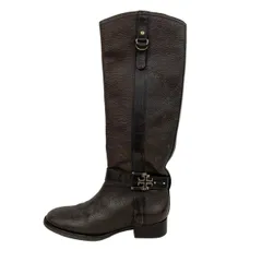 TORY BURCH(トリーバーチ) ロングブーツ 7 1/2 M レディース - ダークブラウン アウトソール張替済 レザー
