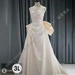 大人気商品★ウェディングドレス ビスチェタイプ ビッグリボン 花嫁 白ドレス ワンピース プリンセス かわいい シンプル アンティーク クラシカル 結婚式 二次会 披露宴 前撮り 後撮り 撮影用 フォトウェディング ロングCLF116P030