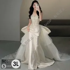 大人気商品★ウェディングドレス ビスチェタイプ マーメイドライン ビッグリボン 花嫁 白ドレス ワンピース プリンセス かわいい シンプル アンティーク クラシカル 結婚式 二次会 披露宴 前撮り 後撮り 撮影用 フォトウェディング ロングCLF116P033