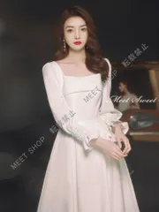 大人気商品★ウェディングドレス カラードレス ロングドレス 長袖 ロングスリーブ 白 オフホワイト 演奏会 発表会ドレス パーティードレス ホワイト 披露宴 着痩せ オシャレ 結婚式 フォーマル お呼ばれ 春 20代 30代 40代CLF116P019