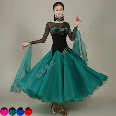 大人気商品★社交ダンス ドレス スタンダード ドレス パーティー モダンドレス 社交ダンス衣装 ダンス発表会 広がる裾 社交ダンスドレス 競技着 練習着 演出用 社交ダンス ドレス スタンダードドレス ワルツダンス ダンス衣装 デCLF116P018のサムネイル
